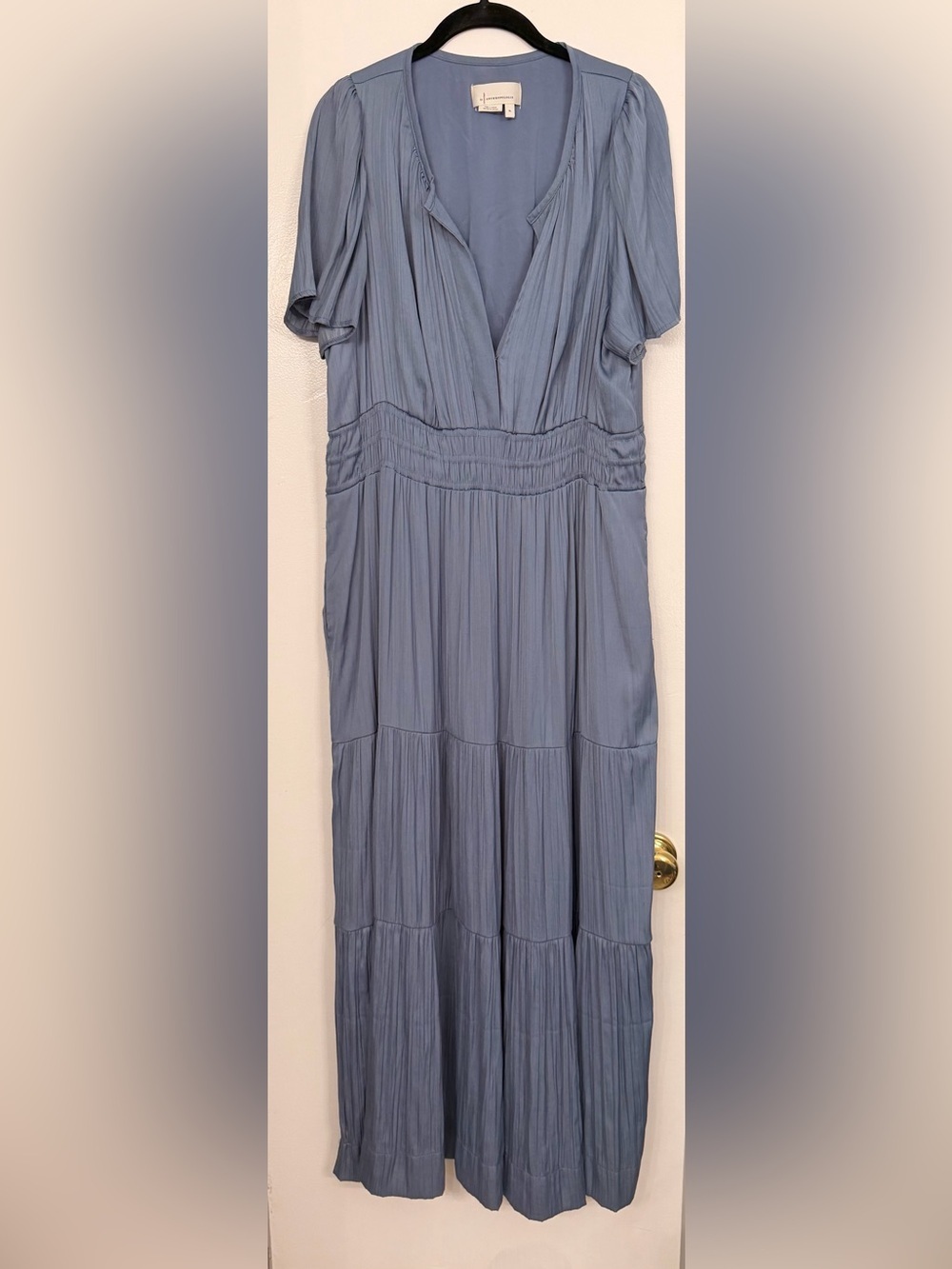 Anthropologie The Somerset Satin Maxi Dress Blue Slate Size XL - Picture 5 of 9